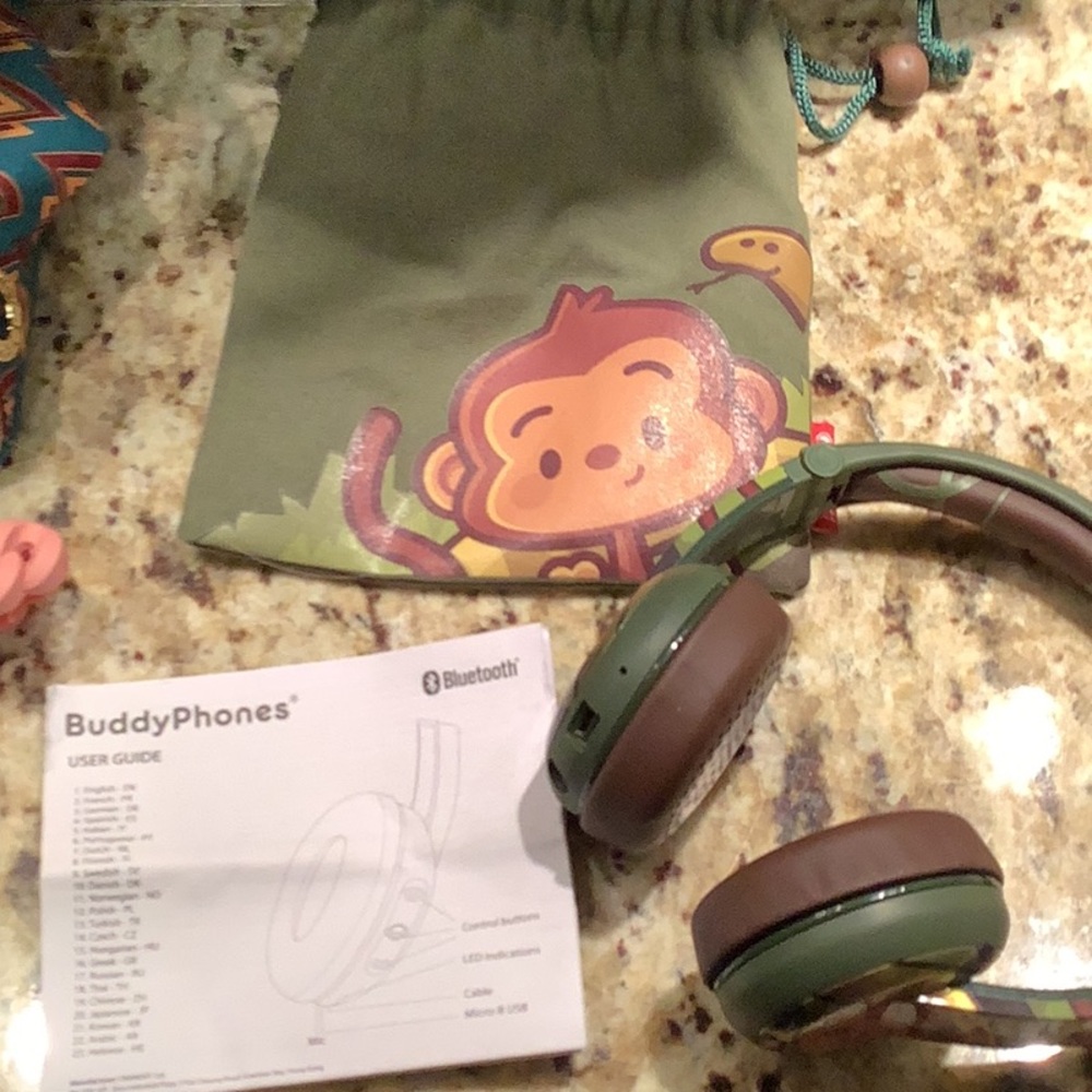 Free with purchase - BuddyPhones Green and Brown Headphones